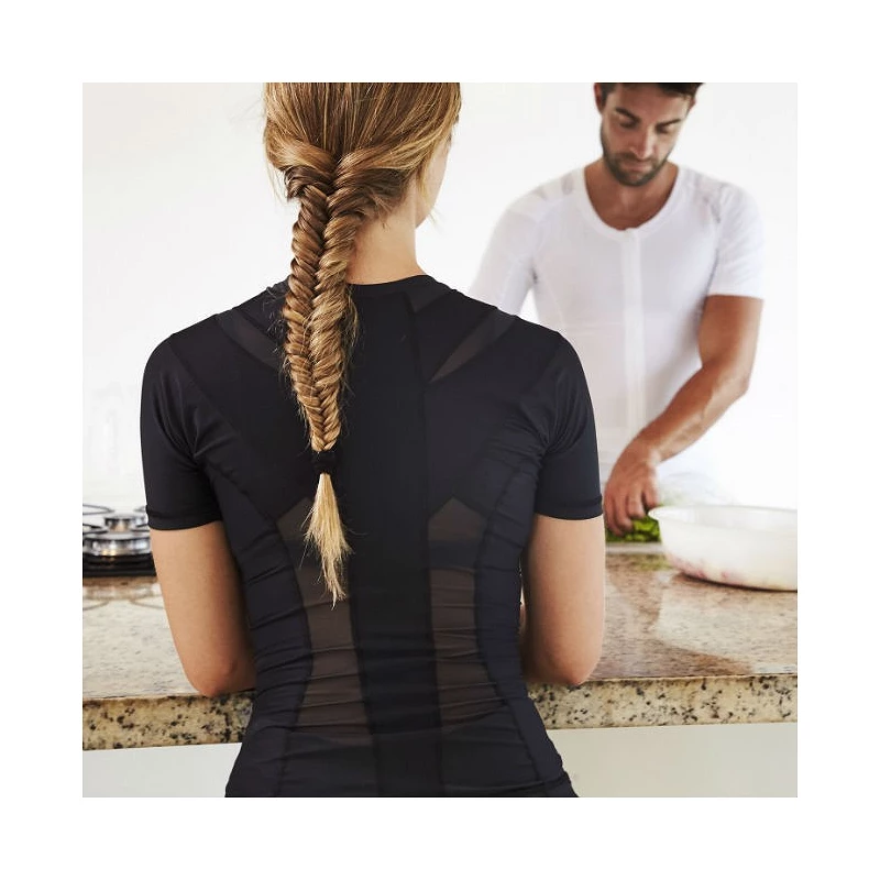 Camiseta postural Posture Shirt Core Zipper negro con cremallera mujer